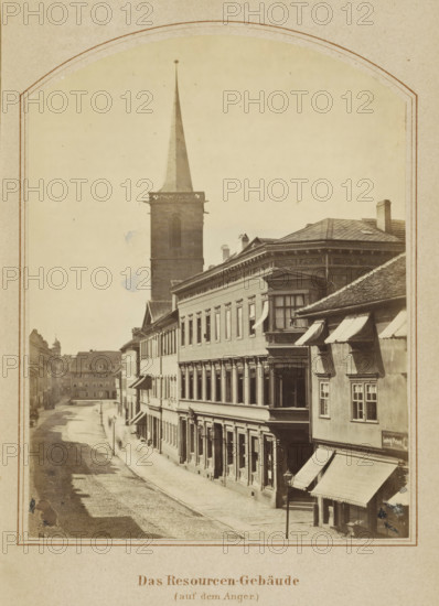 Das Resourcen-Gebäude (auf dem Anger), View of buildings along the Anger in Erfurt, photograph,