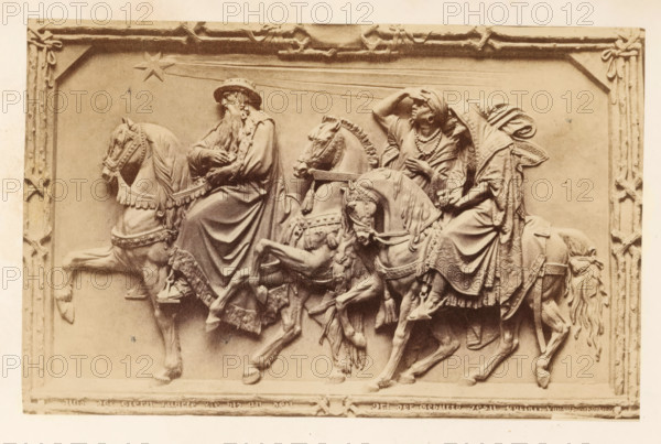 Relief depicting the three wise men, photograph, page, c. 1863 - in or before 1868, photographer,