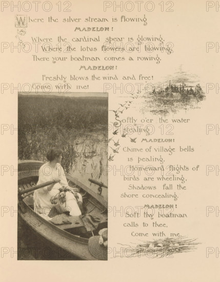 Woman in a rowing boat, page, photomechanical print, photographer: Mary Bartlett, United States of