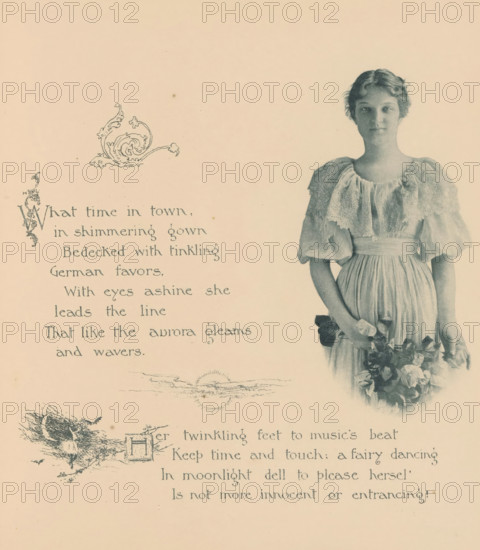 Portrait of an unknown woman with flowers in her hand, page, photomechanical print, photographer: