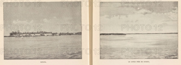 Le Congo près de Banana, Photo reproduction of a drawing depicting a view of the Congo River near