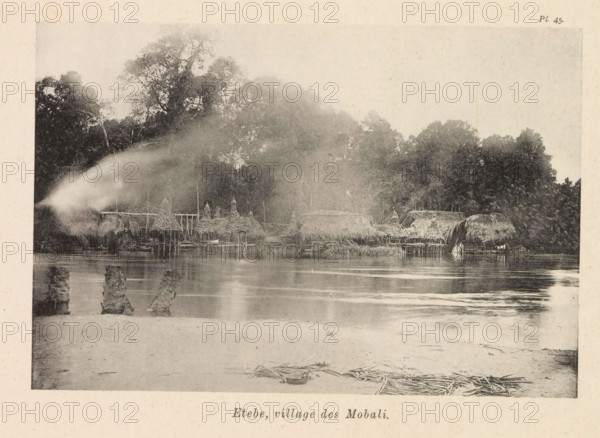 Etebe, village des Mobali, View of Etebe, page, photomechanical print, number: 'Pl. 45.',