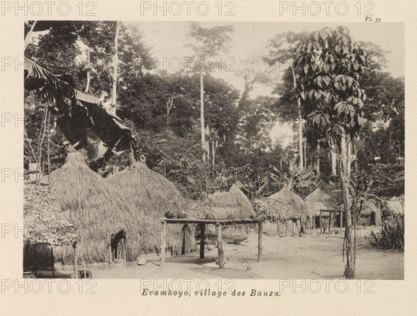 Houses in Evamkoyo, Evamkoyo, village des Banza, page, photomechanical print, number: 'Pl. 53.',
