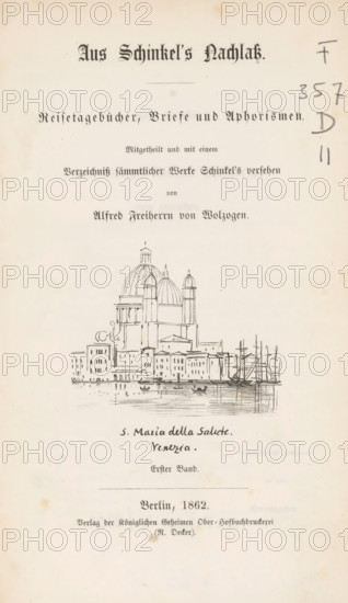 Aus Schinkel's Nachlass, book, writer (clerical worker): Karl Friedrich Schinkel, publisher: Verlag