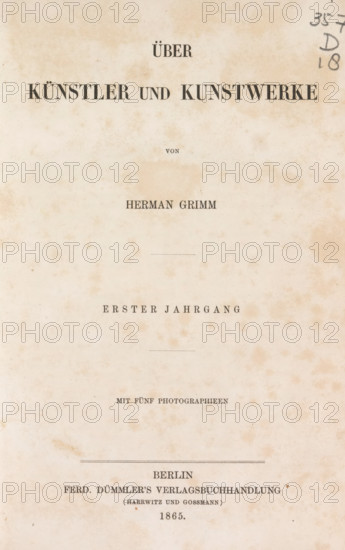 Über Künstler und Kunstwerke, book, inscription: 'In Ferd. Dümmler's, Todtenmaske Shakespeare's.',