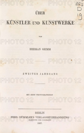 Über Künstler und Kunstwerke II, book, writer (clerical worker): Herman Grimm, publisher: Ferd.