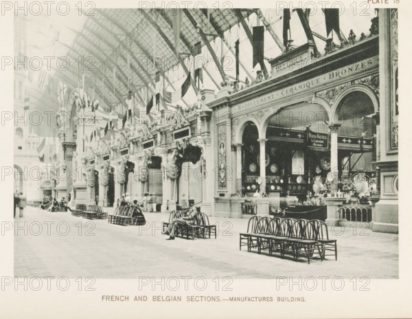 French and Belgian sections.- Manufactures Building, Exhibition of France and Belgium in the