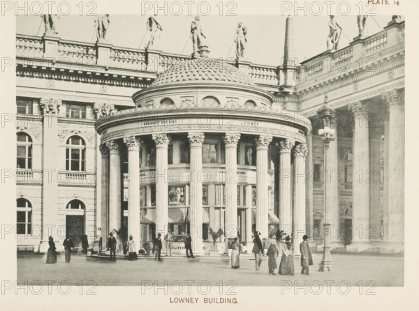 Pavilion of the Lowney Chocolate Factory at the World's Columbian Exposition in Chicago in 1893,