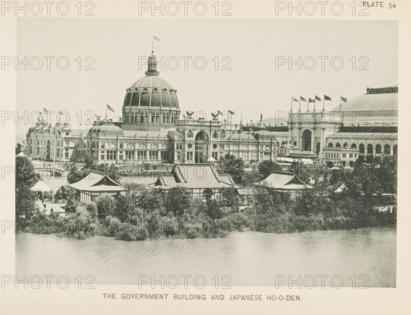 View of the exhibition building for the United States and the Japanese pavilion at the World's