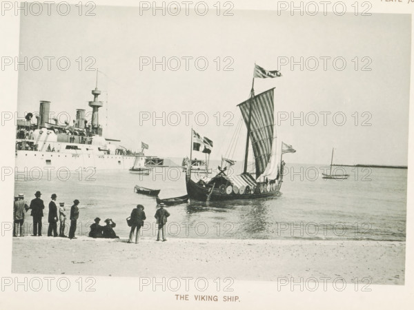 The Viking Ship, Viking ship in the water at the World's Columbian Exposition in Chicago in 1893,