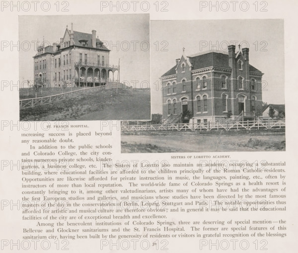 Photomontage of St. Francis Hospital and the Sisters of Loretto Academy, St. Francis Hospital,