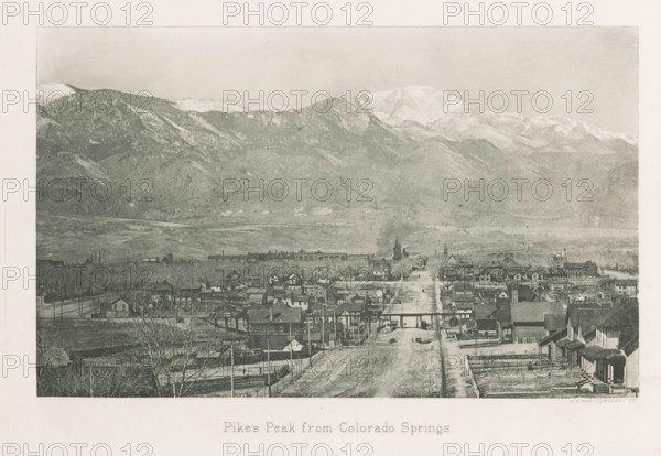 View of Colorado Springs and Pikes Peak, Pike's Peak from Colorado Springs, page, photomechanical