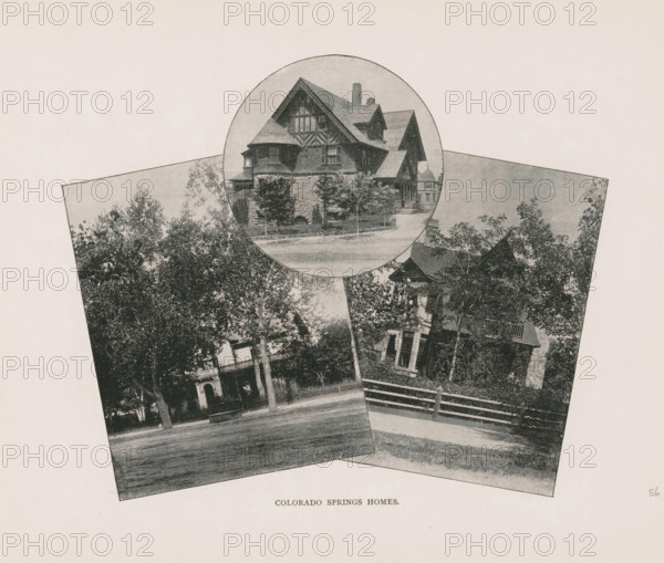 Colorado Springs homes, Photomontage of villas in Colorado Springs, page, photomechanical print,