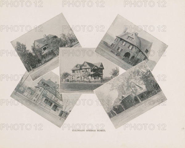 Colorado Springs homes, Photomontage of villas in Colorado Springs, page, photomechanical print,