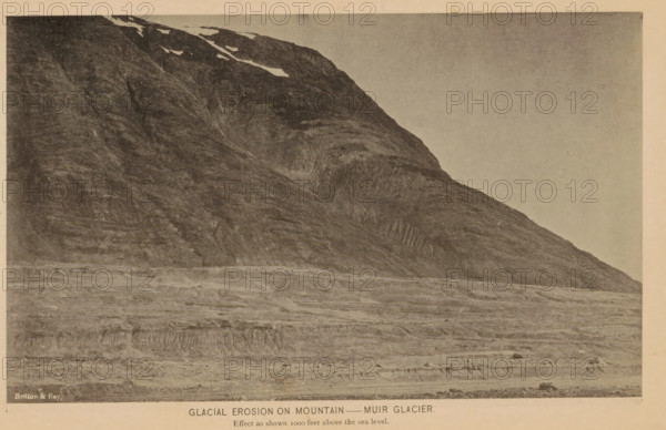 Glacial erosion on mountain, Muir Glacier, View of the glacial grooves of the Muir Glacier, page,