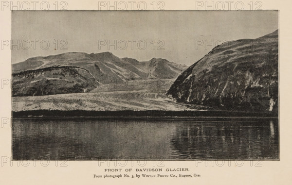 Front of Davidson Glacier, View of the Davidson Glacier, page, photomechanical print, inscription: