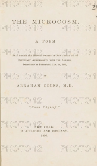 The microcosm : a poem, book, annotation: 'OCT 2000', writer (clerical worker): Abraham Coles,