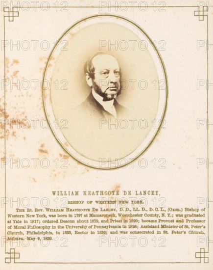 Portrait of William Heathcombe De Lancey, photograph, page, inscription: 'William Heathcombe De
