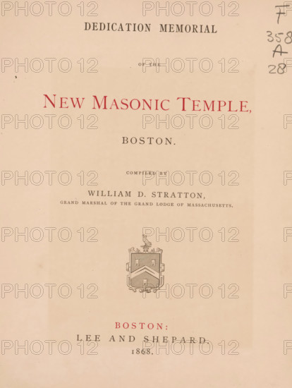 Dedication memorial of the new Masonic temple, Boston, book, annotation: '10459, ..., 75, -', date: