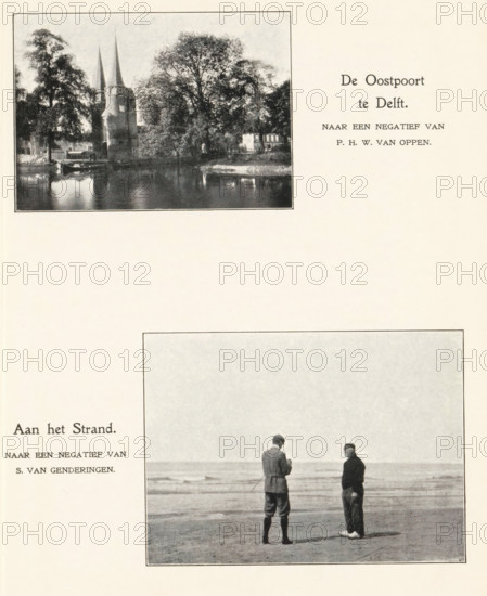 View of the Oostpoort in Delft, De Oostpoort, in Delft, page, photomechanical print, photographer: