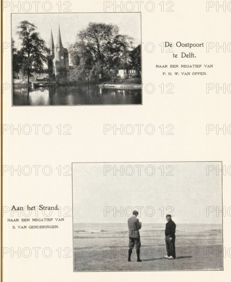At the Beach, Two men on the beach, page, photomechanical print, photographer: S. van Genderingen,
