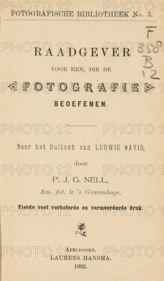 Advisor for those who practice photography, after the German of Ludwig David, by PJG Nell, book,