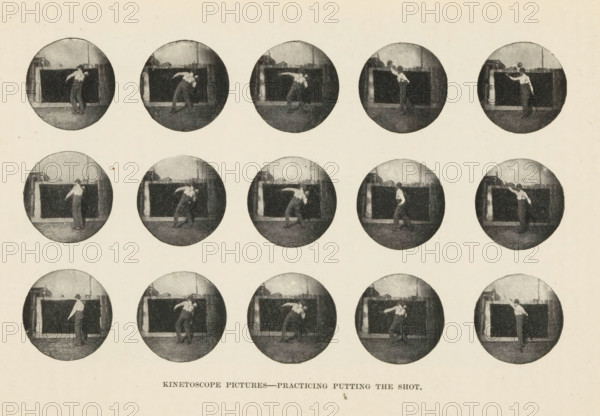 Kinetoscope Pictures - Practicing Putting the Shot, Fifteen examples of Kinetoscope pictures,