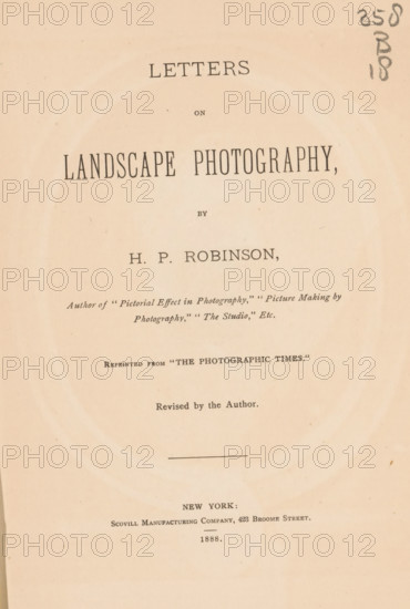 Letters on landscape photography, book, writer (clerical worker): Henry Peach Robinson, publisher: