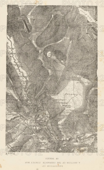 Reduction of a section of the ordnance survey map of Wales, Section of a map of Wales, page,