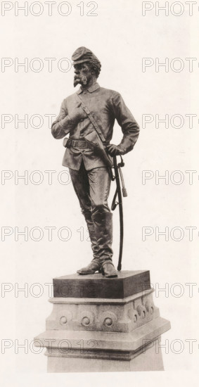 View of a detail of the civil war monument in Manchester, member of the cavalry, page,