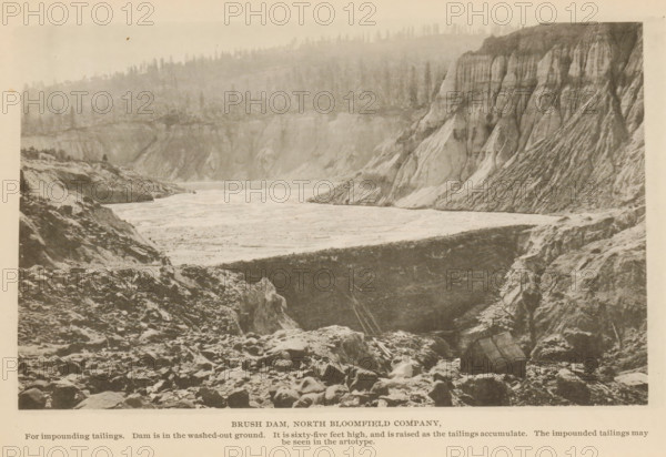 View of Brush Dam in North Bloomfield, California, Brush Dam, North Bloomfield Company, page,