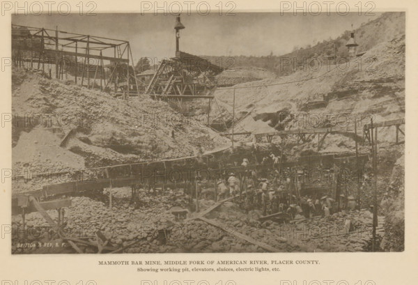 Mammoth Bar Mine, Middle Fork of American River, Placer County, View of Mammoth Bar Mine in Placer
