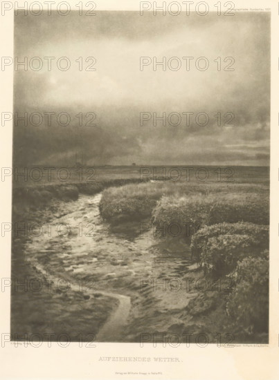 Aufziehendes Wetter, Landscape, with a ditch in the foreground, page, photomechanical print,