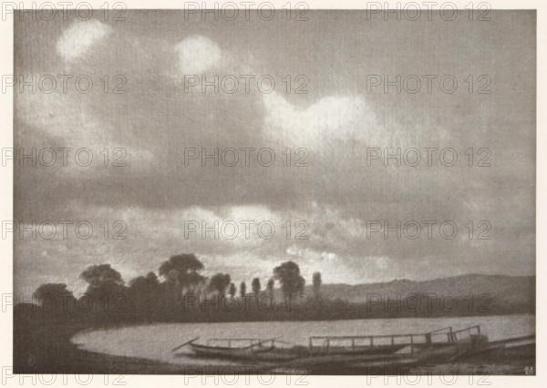 Landscape with jetty, page, photomechanical print, photographer: Otto Erhardt, cliché maker: