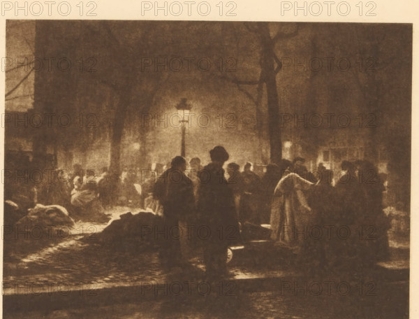 View of a market in Brussels, Sonnabendmarkt in Brüssel, page, photomechanical print, photographer: