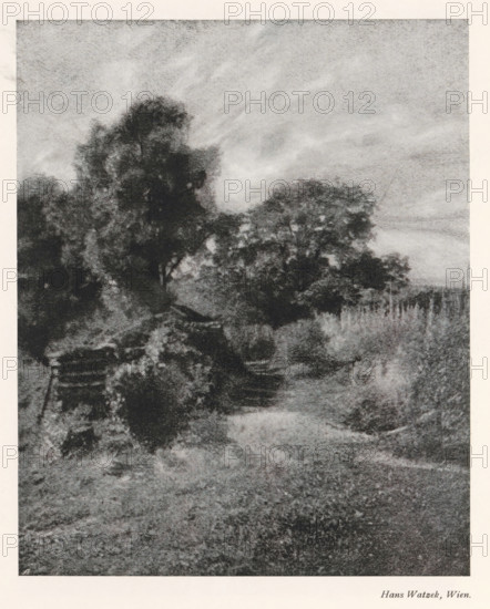 Landscape, page, photomechanical print, monogram: 'AG', photographer: Hans Watzek, cliché maker: