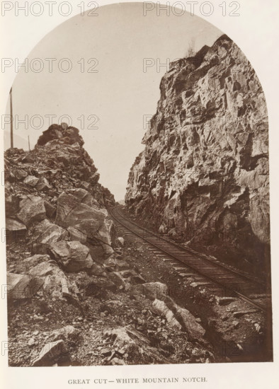 Great Cut - White Mountain Notch, View of a train track along White Mountain Notch, New Hampshire,