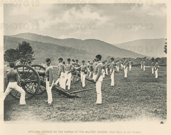 Artillery exercise on the campus of the Military Academy, West Point on the Hudson, Exercise with