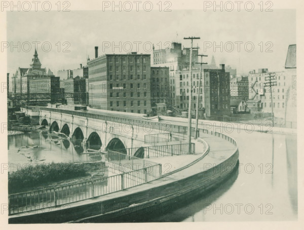 The Erie Canal viaduct at Rochester, NY, View of an aqueduct for the Erie over the Genesee in