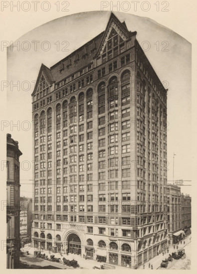 View of the Masonic Temple skyscraper in Chicago, Masonic Temple, page, photomechanical print,