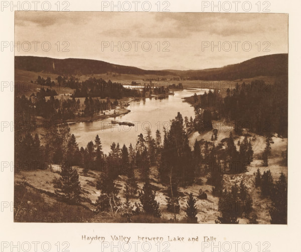 Hayden Valley between lake and falls, page, photomechanical print, photographer: Frank Jay Haynes,