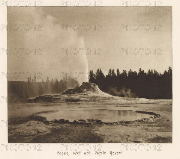 Castle Well and Castle Geyser, page, photomechanical print, photographer: Frank Jay Haynes,