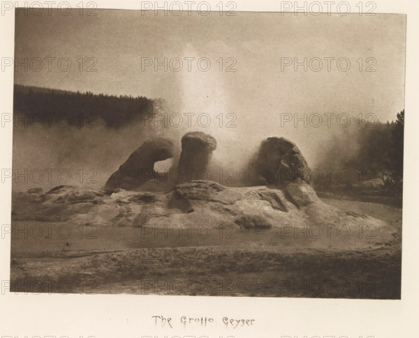 The Grotto Geyser, page, photomechanical print, photographer: Frank Jay Haynes, Yellowstone