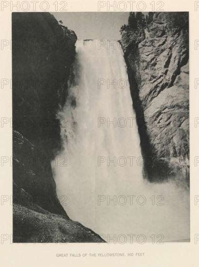 Great falls of the Yellowstone, 360 feet, page, photomechanical print, photographer: Frank Jay