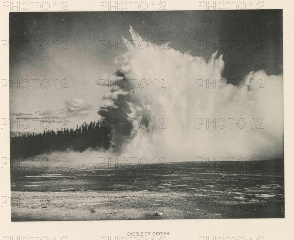Excelsior geyser, page, photomechanical print, photographer: Frank Jay Haynes, Yellowstone National