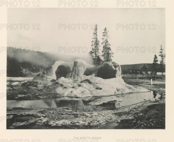 The Grotto Geyser, page, photomechanical print, photographer: Frank Jay Haynes, Yellowstone