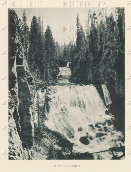Keppler's cascades, page, photomechanical print, photographer: Frank Jay Haynes, Yellowstone