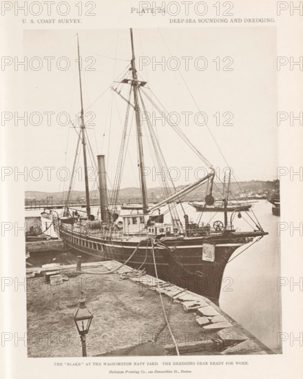 View of the George S. Blake in the navy yard in Washington DC, page, photomechanical print,