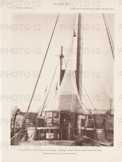 View of a trawl on the deck of the George S. Blake, page, photomechanical print, number: 'Plate 28