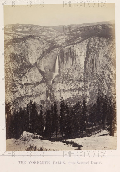 The Yosemite Falls, from Sentinel Dome, photograph, page, number: 'XI.', photographer: Carleton E.